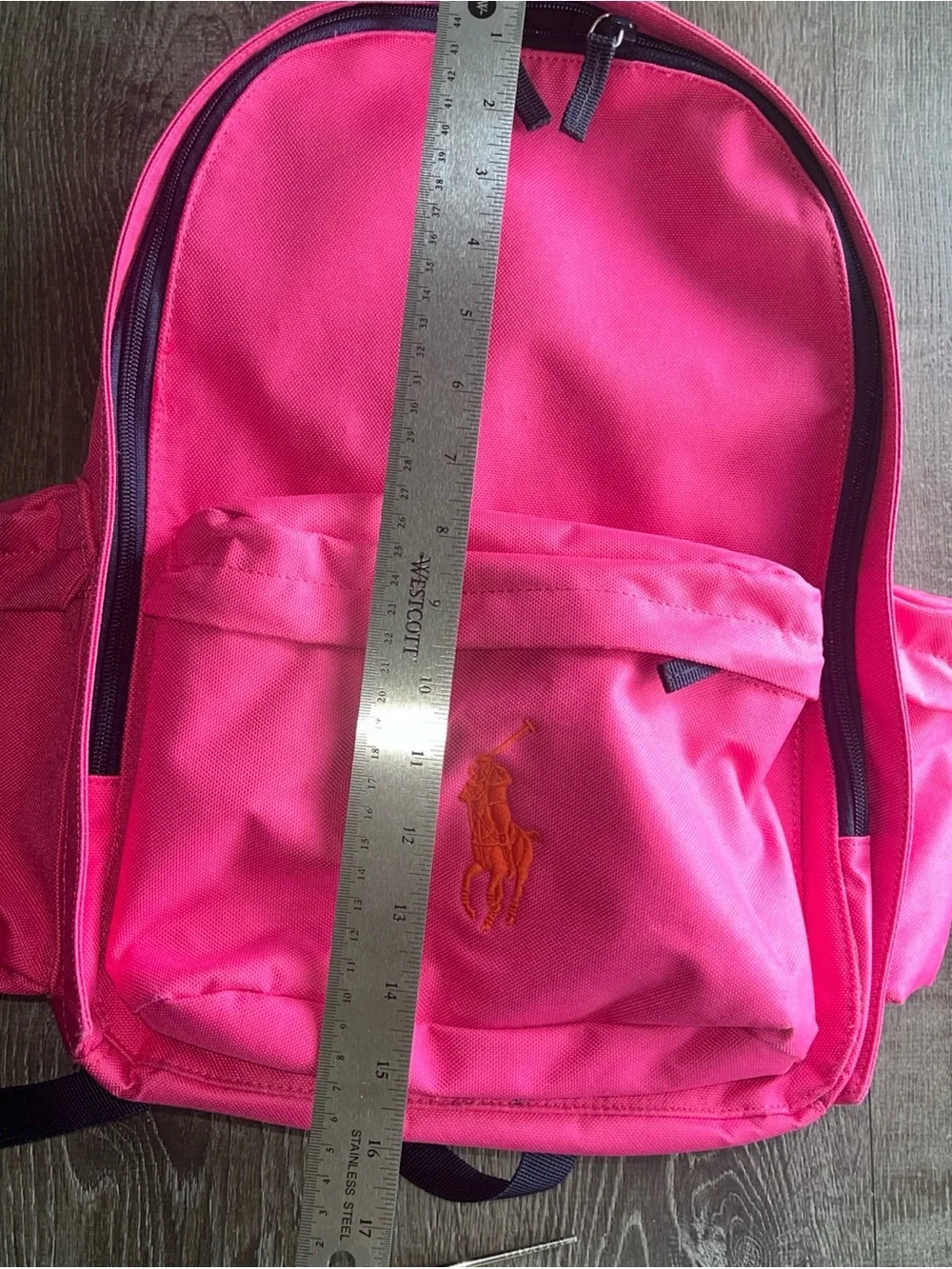 Ralph Lauren Pink Backpack with Orange Pony Embroidery